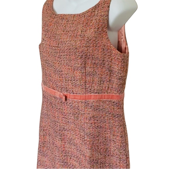 Gap Wool Blend Pink Tweed Casual Bow Dress Sz 12 - Picture 4 of 10
